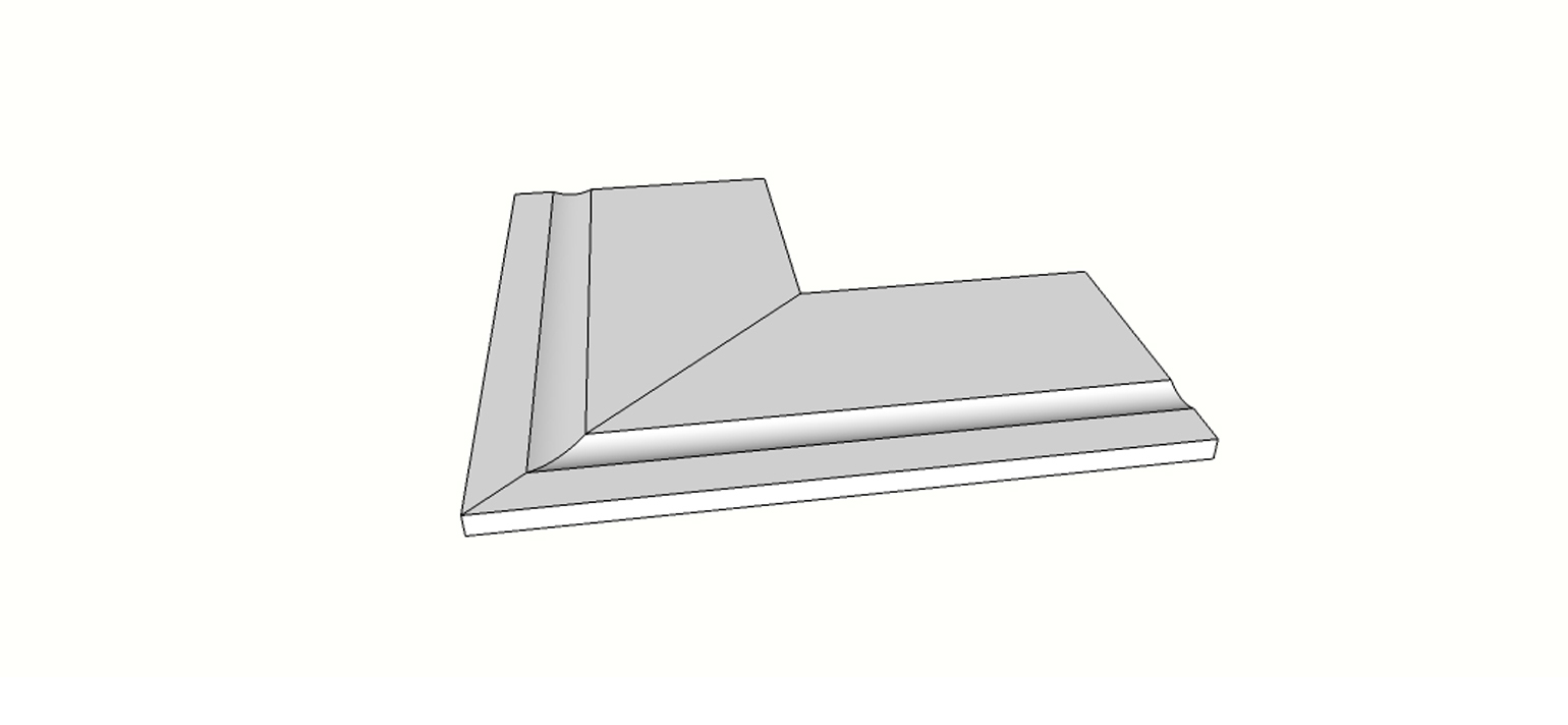 Außeneckstein (2 Stk.) mit gerader Kante und Rille <span style="white-space:nowrap;">30x60 cm</span>   <span style="white-space:nowrap;">st. 20mm</span>